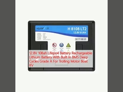 12.8V 108ah Lifepo4 بطارية بطارية الليثيوم قابلة لإعادة الشحن مع دورات عميقة مدمجة في BMS الدرجة A لترول قارب محرك RV